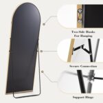 OLIXIS Arched Full Length Mirror 59"x16" for Bedroom, Full Body Mirror with Stand, Hanging or Leaning for Wall, Aluminum Alloy Thin Frame Floor Standing for Living Room, Tall, Gold - Image 5