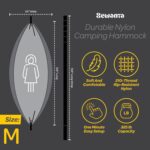 Durable Hammock 400 lb Capacity, Nylon Camping Hammock Chair - Double or Single Sizes w/Tree Straps and Attached Carry Bag - Portable for Travel/Backpacking/Beach/Backyard (Medium, Blue & Light Blue) - Image 8