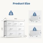 DUMOS TV Stand Dresser for Living Room Bedroom with 7 Fabric Drawer, Entertainment Center Chest Storage Organizer Units for Clothing, Closet, Cabinet, Living Room Furniture, White - Image 4