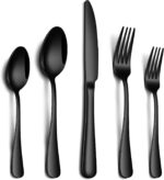 20 Piece Black Silverware Set, Stainless Steel Flatware Set for 4 Food Grade Cutlery Utensil Set Include Knife Fork Spoon Mirror Polished Dishwasher Safe - Image 2