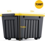 Nazhura 72Quart Plastic Storage Bin, Stackable and Nestable Storage Boxes with White Lids and Secure Latching Buckles, Large Storage Container (Black/Yellow, 72Quart-6Pack) - Image 4