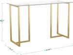 Martha Stewart Eli Home Office Desk with Glass Top and Steel Frame, Polished Brass - Image 4