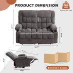 Recliner Loveseat with Cup Holders for Living Room Love Seat Manual Oversized Recliner with Ergonomic, Side Pocket for Adult - Image 3