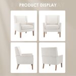 COLAMY Modern Wingback Living Room Chair, Upholstered Fabric Accent Armchair, Single Sofa Chair with Lounge Seat and Wood Legs for Office/Bedroom/Reading Spaces, Beige - Image 10
