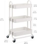 Amazon Basics 3-Tier Rolling Utility or Kitchen Cart, Lockable Wheels, Multifunctional Storage, White - Image 6