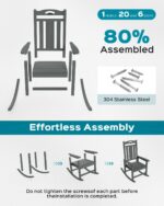 Ciokea Outdoor Rocking Chair, Gray HDPE Rocking Chairs for Outside, All-Weather Comfortable Patio Rockers for Front Porch Deck Balcony - Image 8