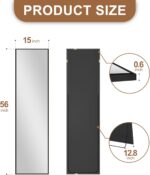 Delma Wall Full Length Mirror,Standing Mirror Full Body,Large Floor for Wall Door Bedroom Bathroom Living Room with Aluminium Frame(with Stand,56x15-Black) - Image 6