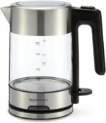 Amazon Basics Electric Kettle with Glass Carafe for Tea and Coffee, BPA-Free, Fast Boiling, Auto Shut-Off, 1 liter , 1500W, Glass and Steel - Image 2