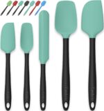 Coukre Silicone Spatula Set of 5,High Temperature Resistant, Food Grade Silicone, Dishwasher Safe, for Baking, Cooking (Aqua Green Black, Split-type) - Image 2