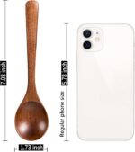7 PCS Wooden Spoons for Eating, 7 inch Wooden Honey Spoons for Tea, Wood Teaspoons for Stirring Coffee, Hard Wood Table Spoon for Cooking, Small Serving Spoon for Soup, Desserts & Cereal - Image 4