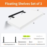 White Floating Shelves - Set of 3, 16" Wall Mounted Shelves for Home Decor, Living Room, Bedroom, Bathroom, Kitchen - Image 4