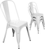 Nazhura Metal Dining Chair Farmhouse Tolix Style for Kitchen Dining Room Café Restaurant Bistro Patio, 18 Inch, Stackable, Waterproof Indoor/Outdoor (Sets of 4) (White) - Image 2