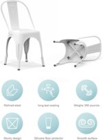 Nazhura Metal Dining Chair Farmhouse Tolix Style for Kitchen Dining Room Café Restaurant Bistro Patio, 18 Inch, Stackable, Waterproof Indoor/Outdoor (Sets of 4) (White) - Image 4