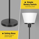 LED Floor Lamp Tall Standing Lamp, Black Modern Torchiere Floor Lamps for Bedroom Living Room Office, Bright Floor Lamp with White Plastic Shade, Bulb Not Included. - Image 4