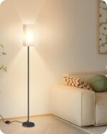 64.6" Floor Lamp, Pole with Foot Switch, Modern Standing Lamp Lampshade, Minimalist Freestanding Lamp (Bulb Not Included), for Living Room, Bedroom Office ETL Listed, Black and Beige E07LD05 - Image 7