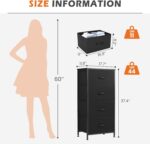 Sweetcrispy Nightstand Small Bedroom Dresser with 4 Fabric Drawers, Bed Side Furniture End Table, Wooden Top Cabinet Night Stand Dresser for Closet, Entryway, Dorm, Black - Image 4