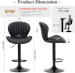 COLAMY Bar Stools Set of 4, Modern Swivel Bar Chairs, Adjustable Faux Leather Upholstered Barstools Counter Height with High Backrest for Bar, Kitchen Island, Dining Room, Black - Image 3