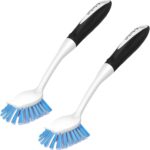 SetSail Dish Brush with Handle, 2 Pack Stiff Bristles Dish Scrubber with Built-in Scraper Dish Scrub Brushes for Cleaning Dishes, Pots and Pans, Kitchen Sink - Image 2