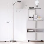 SUNMORY Arc Floor Lamp,Modern Floor Lamp with 9W 3 Color Temperatures Bulb,Metal Standing Lamps with Adjustable Hanging Lampshade,Tall Floor Lamps for Living Room,Bedroom,Office (Black) - Image 4
