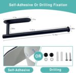 Paper Towel Holder, Self Adhesive or Drilling Paper Towel Holder Under Cabinet, Stainless Steel Black Paper Towel Holders Wall Mount for Kitchen, Bathroom, Sink, Pantry, Fridge - Image 7