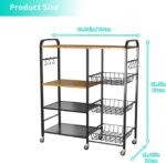 HapiRm Rolling Kitchen Microwave Cart - 4 Tier Microwave Table Stand with Pull-Out Baskets, Coffee Bar Baker's Rack with Wheels Rolling Storage Cart Organizer Shelf for Living Room Office, Balcony - Image 8