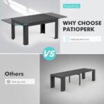 Extendable Dining Room Table for 6-10 Person, Plank and Beam Farmhouse Large Rectangular Kitchen Tables for Living Meeting Room (Black) - Image 9