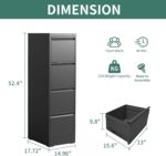 4 Drawer File Cabinet with Lock,Metal Vertical Filing Cabinets for Home Office,Heavy Duty File Storage Cabinet for Letter/Legal/A4/F4 Size File,Assembly Require (Black, Vertical 4 Drawer) - Image 4