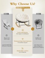 Kidirect Round Saucer Rocking Chair Nursery, Modern Upholstered Nursery Rocking Chairs and nursery Glider with Cozy Cushion, Comfy Nursing Chair for Breastfeeding & Reading, Fits Living Room & Bedroom - Image 5