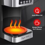 Taylor Swoden 12-Cup Programmable Coffee Maker, Regular & Strong Brew Drip Coffee Machine for Home and Office, Glass Carafe, Pause & Serve, Auto Shut Off, Black & Stainless Steel - Image 5