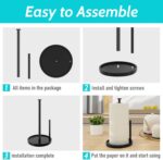 Paper Towel Holder Countertop, Standing Paper Roll Holder with Anti Slip Weighted Base, Stainless Steel Freestanding Paper Towel Holder for Kitchen, Black - Image 7
