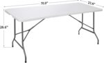 SUPER DEAL 6FT Folding Table for Indoor Outdoor, Portable Heavy Duty Fold-in-Half Plastic Dining Picnic Party Camping Table with Carrying Handle - Image 4