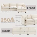 ROWHY Oversized Modular Sectional Sofa with Movable Ottoman, 112 Inch 4 Seat Modern Corduroy Sofa Set, Convertible L Shaped Couch for Living Room and Office, Beige - Image 3