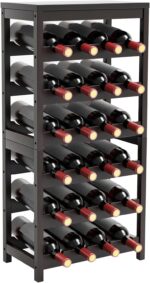 24-Bottle Wine Rack Freestanding Floor, 6-Tier Bamboo Wine Display Rack Storage Shelf with Table Top for Kitchen Dining Room Bar Cellar - Dark Brown - Image 2