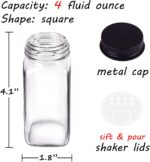 Churboro 25 Spice Jars with 547 Labels- Glass Spice Jars with Black Metal Caps, 4oz Empty Spice Containers with Shaker Lids, Funnel, Chalk Pen, Square Seasoning Bottles for Spice Rack, Drawer, Cabinet - Image 4