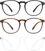 Przene 3 Pack Blue Light Blocking Glasses Women/Men,Retro Round Computer Glasses Anti Eye Strain/UV/Glare, Gaming Glasses. (Black/Crystal/Amber) - Image 5
