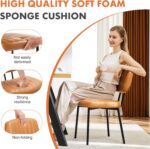 Sweetcrispy Dining Chairs Set of 4, Upholstered Mid Century Modern Kitchen Dining Room Accent Chairs with Faux Leather Cushion Seat & Metal Legs for Kitchen, Living Room - Brown - Image 7