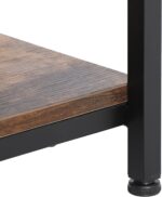 SUPER DEAL 2-Tier Industrial Coffee Table with Storage Shelf for Small Apartment Living Room, Rectangle Wood and Stable Metal TV Stand Side End Table, Rustic Brown - Image 7