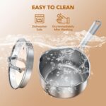 PekGema Stainless Steel Saucepan 2.5 Quart with Glass Strainer Lid, Thicken Tri-ply Full Sauce Pot, Two Side Spouts for Easy Pour, Dishwasher Safe, Induction Ready, Compatible with All Cooktops - Image 8