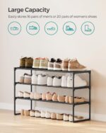 SONGMICS Shoe Rack, 3-Tier Shoe Organizer, Metal Storage Shelf, Upright or Upside Down, for 16-20 Pairs, Stackable, for Entryway, 11.8 x 36.2 x 21.7 Inches, Black ULSA303B02 - Image 6