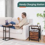 Yoobure Nightstand with Charging Station, Small Night Stand with Fabric Drawers and Storage Shelf for Bedrooms, Small Spaces, Bedside Table with USB Ports & Outlets - Image 5