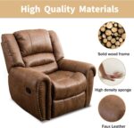 CANMOV Leather Recliner Chair, Classic and Traditional Manual Recliner Chair with Comfortable Arms and Back Single Sofa for Living Room, Nut Brown - Image 7