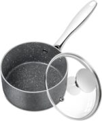 MICHELANGELO Sauce Pan with Lid, 1 Quart Saucepan with Lid Granite, Non Stick Sauce Pan with Stainless Steel Handle, 1 Qt Saucepan with Nonstick Coating, Grey - Image 2