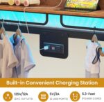 Itaar Metal Bunk Bed Twin Over Twin with Hall Tree, Power Outlet, LED Bunk Bed with 4 Storage Drawers, Bed with Safety Guardrail & Ladders, No Box Spring Needed, Easy Assembly, Rustic Brown - Image 7