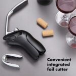 OXO Steel Vertical Lever Corkscrew with Removable Foil Cutter - Image 7