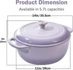 Vivicreate 6 Quart Enamel Cast Iron Dutch Oven Pot with Lid – Enameled Cookware for Baking, Roasting, and Braising – Durable Cast Iron Pot for Stove Top and Oven Use purple color - Image 5