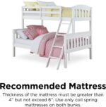 DHP Airlie Twin over Full Bunk Bed, White, Wood Construction, Converts to Twin/Full, 4-Step Ladder, Guard Rails - Image 10