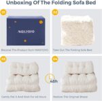 MAXYOYO Folding Sofa Bed, Convertible Sleeper Chair with Pillow Foldable Mattress with Back Support, Portable Fold Out Chair Bed Comfy Floor Sofa Lounge for Living Room Bedroom, Beige, Single - Image 8