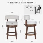 COLAMY Swivel Bar Stool Set of 2, Modern Swivel Barstool with Back, Counter Height Bar Stools, 25 Inch Upholstered Wood Barstool for Kitchen Island Dining Room Bar, Beige - Image 3