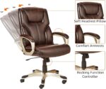 Amazon Basics Executive High Back Office Desk Chair, Adjustable Height, Tilt, Swivel, One Size, Brown/Gold - Image 5