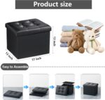 AmasSmile Storage Ottoman Folding Foot Rest Stool, Leather Footstool Bench, Short Ottoman Stool, Storage Foot Rest Store, Books (Black, 13" D x 17" W x 13" H) - Image 4